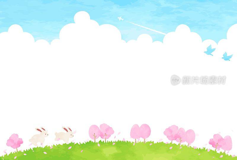 simple　spring　scenery　background　illustration